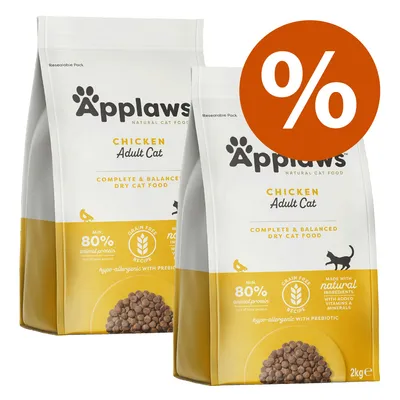 Applaws Chicken Adult Cat Trockenfutter, 2x2kg Packung. Mindestens 80% tierisches Protein, getreidefreie Rezeptur, hypoallergen mit Präbiotika, natürliche Zutaten mit Vitaminen und Mineralien.