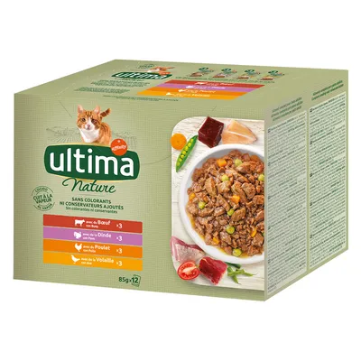 Ultima Cat kapsičky, 48 x 85 g, 38 + 10 zdarma - variace masa (hovězí, krůtí, kuřecí, drůbeží)