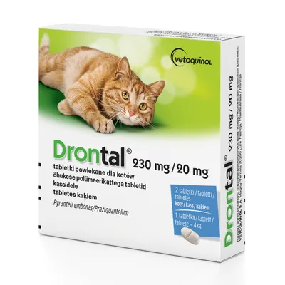 Drontal, tabletki na robaki i pasożyty u kota - 2 tabletki: <4 kg Drontal, tabletki na robaki i pasożyty u kota - 2 tabletki: <4 kg