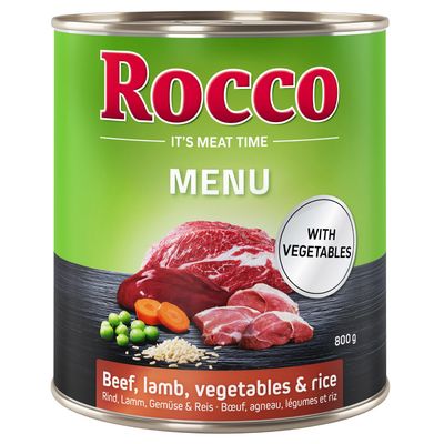 Sparpaket Rocco Menü 24 x 400 g / 800 g 24 x 800g: Rind mit Lamm, Gemüse & Reis