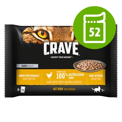 CRAVE Nassfutter mit Huhn, hoher Proteingehalt, hergestellt mit 100% natürlichem Huhn, ohne Getreide, 4 x 85g, für Katzen ab 1 Jahr, 52 Portionen. CRAVE Nassfutter mit Huhn, hoher Proteingehalt, hergestellt mit 100% natürlichem Huhn, ohne Getreide, 4 x 85g, für Katzen ab 1 Jahr, 52 Portionen.