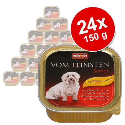 Výhodné balenie Animonda vom Feinsten Senior 24 x 150 g Mix: hovädzie & kuracie + hydina & jahňacie