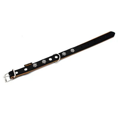 Heim Edelweiß, sort/natur Hundehalsbånd - 28 - 35 cm halsvidde, B 20 mm
