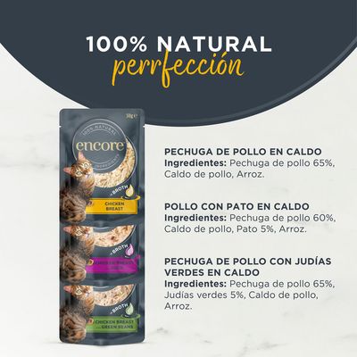 Encore Cat en caldo en bolsitas 5 x 50 g - Selección de pollo (3 variedades)