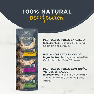 Encore Cat en caldo en bolsitas 5 x 50 g - Selección de pollo (3 variedades)