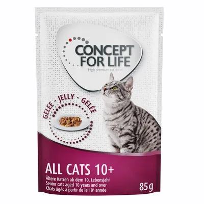 Concept for Life All Cats 10+, gelé, til ældre katte fra 10 år, 85g. Premium kattefoder.