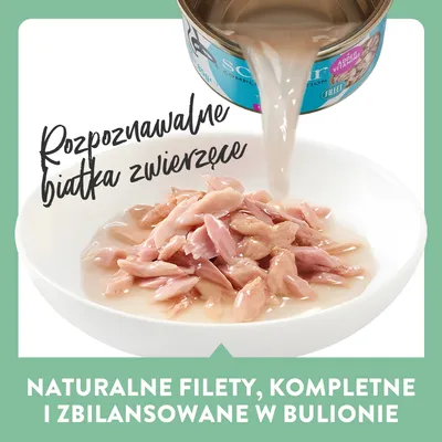 Schesir Complete Nutrition, filet w bulionie, 6 x 50 g w puszce - Tuńczyk