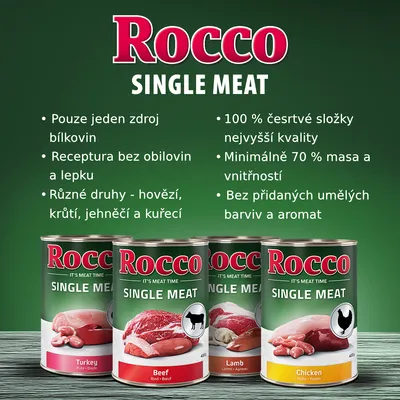 Výhodné balení Rocco Single Meat 24 x 800 g hovězí