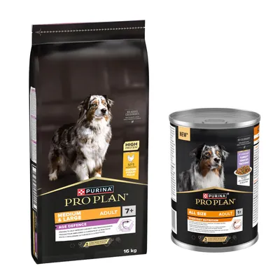 PURINA PRO PLAN: 16 кг суха храна + All Size Adult Everyday Nutrition в желе, 12 x 400 г подарък! - Medium & Large Adult 7+ Age Defence, 16 кг + пуешко в желе, 12 x 400 г PURINA PRO PLAN: 16 кг суха храна + All Size Adult Everyday Nutrition в желе, 12 x 400 г подарък! - Medium & Large Adult 7+ Age Defence, 16 кг + пуешко в желе, 12 x 400 г