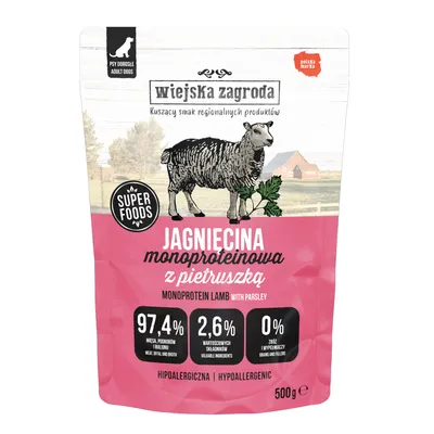 Sparpaket Wiejska Zagroda Monoprotein Adult 5 x 500 g - Lamm Sparpaket Wiejska Zagroda Monoprotein Adult 5 x 500 g - Lamm