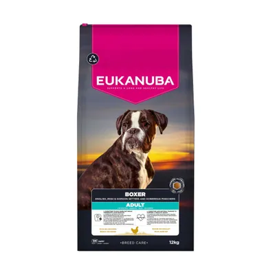 EUKANUBA Boxer Adult, reich an Huhn, 12kg. Für English, Irish & Gordon Setters und Dobermann Pinschers. Breed Care. Enthält Fütterungshinweise und Nährwertangaben. EUKANUBA Boxer Adult, reich an Huhn, 12kg. Für English, Irish & Gordon Setters und Dobermann Pinschers. Breed Care. Enthält Fütterungshinweise und Nährwertangaben.