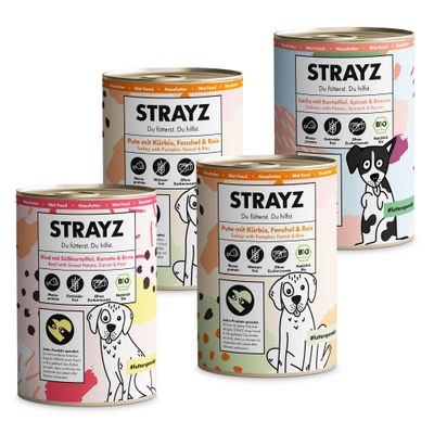 STRAYZ BIO Nassfutter für Hunde 4 x 400 g