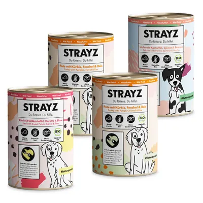 STRAYZ BIO Nassfutter für Hunde 4 x 400 g - BIO Probierpaket (3 Sorten) STRAYZ BIO Nassfutter für Hunde 4 x 400 g - BIO Probierpaket (3 Sorten)