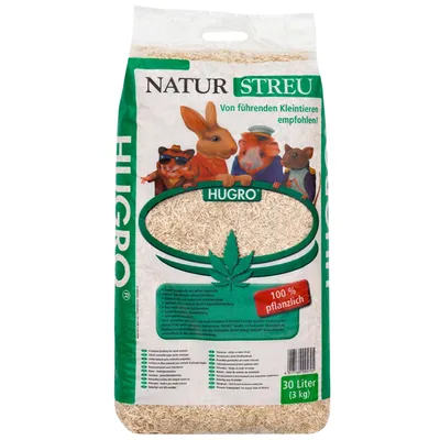 Hugro Naturstreu, aanbevolen door toonaangevende kleine dieren, 100% plantaardig, 30 liter (3 kg).