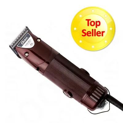 Tondeuse électrique Oster Golden A5, boîtier marron avec lame métallique, badge jaune « Top Seller » visible en haut à droite de l’image.