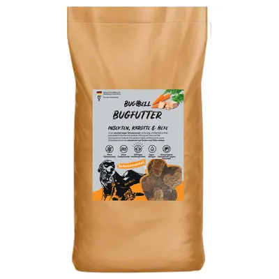 BugBell insektfoder med gulerod og gær. Uden tilsat sukker, glutenfri, 100% naturlig, støtter hud og pels. Beskyttelse til hunde.