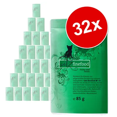 catz finefood Pouch Sparpaket 32 x 85 g - Lachs & Geflügel