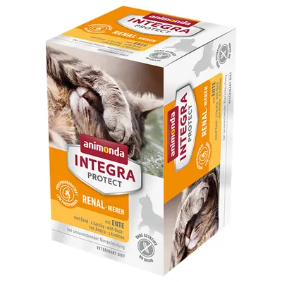 Animonda Integra Protect Renal-Nieren med anka, reducerad fosfor, utan spannmål, för katter med nedsatt njurfunktion. Veterinary Diet.
