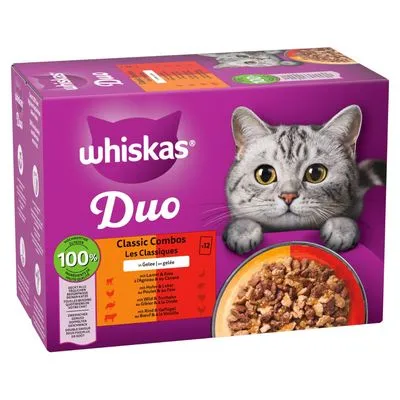 Whiskas Duo in buste Pacco misto 48 x 85 g Alimento umido per gatto - Combo classica in Gelatina