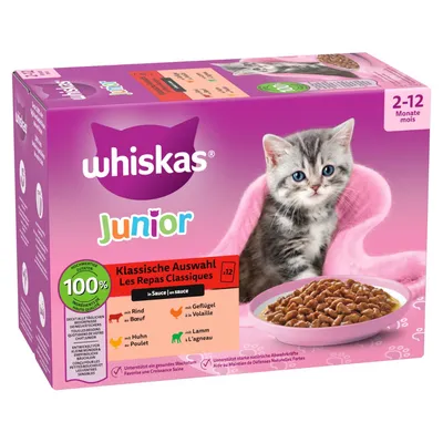 Whiskas Junior tasakos 48 x 85 g - Klasszikus válogatás szószban