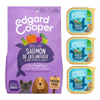Offre d'essai Edgard & Cooper Puppy volaille, poisson pour chiot - 2,5 kg de croquettes + 300 g de nourriture humide