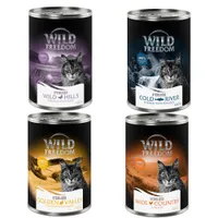 Wild Freedom Adult Sterilised 6 x 400 g - sans céréales pour chat - Mix (2x poulet, 2x poulet & saumon, 1x poulet & lapin, 1x Hpoulet & canard)