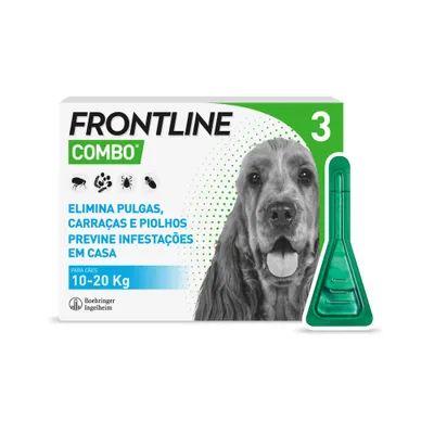 Frontline® Combo Spot-on pipetas para cães M (10 a 20 kg) - 3 pipetas x 1,34 ml Frontline® Combo Spot-on pipetas para cães M (10 a 20 kg) - 3 pipetas x 1,34 ml
