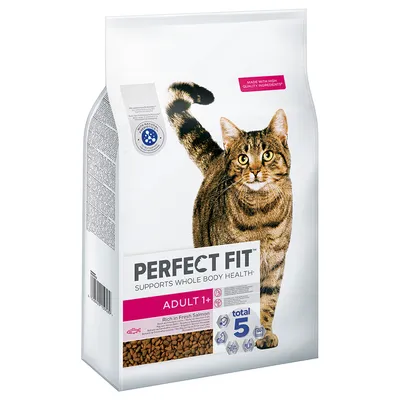 Perfect Fit Adult 1+ hrană pentru pisici, bogată în somon proaspăt. Susține sănătatea cu conceptul Total 5. Fabricat din ingrediente de înaltă calitate.