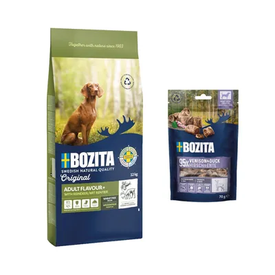 12 kg Bozita Original + 2 x 70 g Meaty Bites jelen a kachnou zdarma - Adult Flavour Plus se sobím - bez pšenice - 12 kg Bozita Original + 2 x 70 g Meaty Bites jelen a kachnou zdarma - Adult Flavour Plus se sobím - bez pšenice -