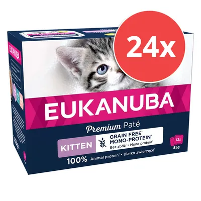 Eukanuba Premium Paté Kitten, 24x85g, 100% tierisches Protein, getreidefrei, Mono-Protein. Eukanuba Premium Paté Kitten, 24x85g, 100% tierisches Protein, getreidefrei, Mono-Protein.
