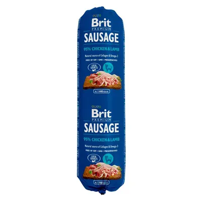 Brit Premium Sausage 95% Chicken & Lamb, натурален източник на колаген и Омега-3, без соя, ГМО и консерванти. Опаковка 1 440 ккал/кг.