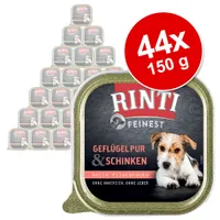 Ekonomipack: RINTI Finest 44 x 150 g - Blandpack: Fjäderfä & skinka, Fjäderfä & grönsaker