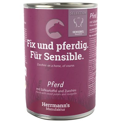 Ekonomipack: Herrmann's Selection Sensible 24 x 400 g Häst med eko-sötpotatis & eko-zucchini