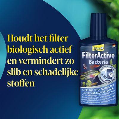 Tetra FilterActive Bacteriën. Houdt het filter biologisch actief en vermindert slib en schadelijke stoffen.
