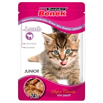 Super Benek Super Chunks Kitten 24 x 100 г - агнешко в сос