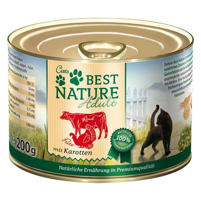Best Nature Cat Adult 6 x 200g Beef, Turkey & Carrots