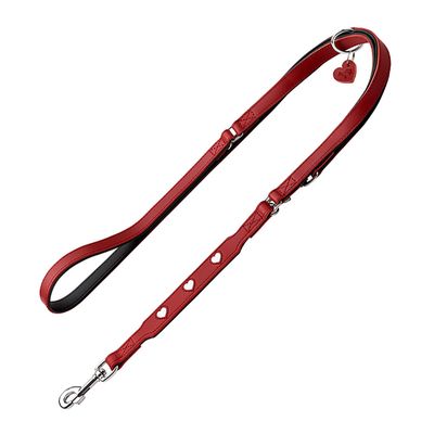 HUNTER Verstellbare Führleine Love, rot 200 cm lang, 18 mm breit