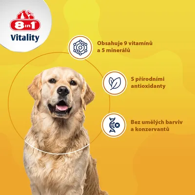 8v1 Vitality multivitamínové tablety pro dospělé psy - 70 tablet