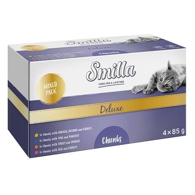 Mješovito pakiranje Smilla Deluxe Mousse i zalogajčići 4 x 85 g Zalogajčići u mješovitom pakiranju