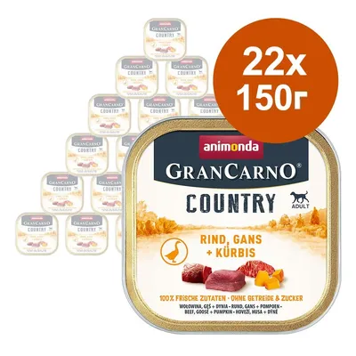 Пакет от 22 броя Animonda GranCarno Country Adult, 150 г. Видимо: Rind, Gans + Kürbis (говеждо, гъска и тиква), без зърнени и захар, 100% пресни съставки. Пакет от 22 броя Animonda GranCarno Country Adult, 150 г. Видимо: Rind, Gans + Kürbis (говеждо, гъска и тиква), без зърнени и захар, 100% пресни съставки.