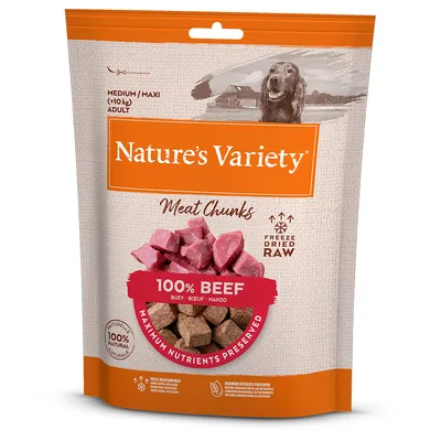 Nature's Variety Gefriergetrocknete Chunks für Hunde - Rind (50 g)