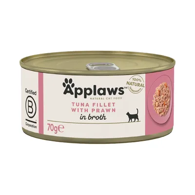 Ekonomipack: Applaws i buljong 48 x 70 g - Tonfisk med räkor