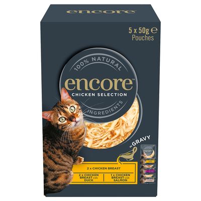 Sparpaket Encore Cat Gravy Pouch Mixpaket 20 x 50 g Hühnchen-Auswahl (3 Sorten)