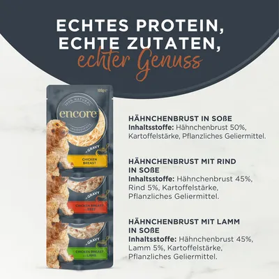 Encore Dog Gravy Pouch Mix 5 x 100 g - Fleisch-Auswahl (3 Sorten)