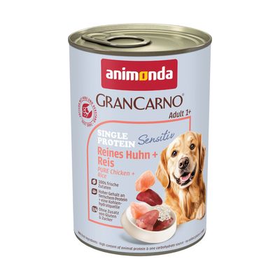 Animonda GranCarno Sensitiv Adult, Reines Rind + Kartoffeln, mit leckerer Rinderbrühe hergestellt, 100% frische Zutaten, ohne Getreide, ohne Gluten, Made in Germany.