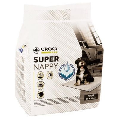 Croci Welpenunterlagen Super Nappy Doppelpack L 60 x B 40 cm, 2 x 50 Stück