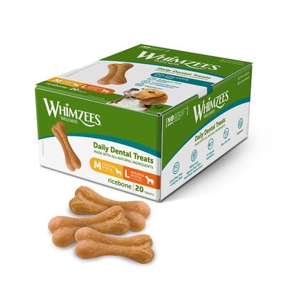 Whimzees by Wellness Ricebones Size M/L: for medium and large dogs (12 - 27 kg, 20 Snacks)