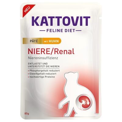 Lot Kattovit Renal spécial reins Paté 30 x 85 g pour chat poulet