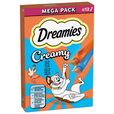 Dreamies Creamy Snacks - Tasty Chicken & Salmon Mixed Pack (12 x 10g)