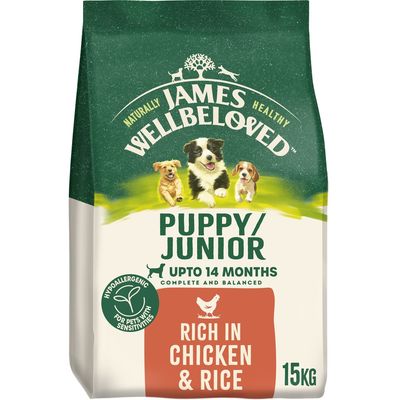 James Wellbeloved Puppy & Junior Hypoallergenic - Chicken & Rice 15kg